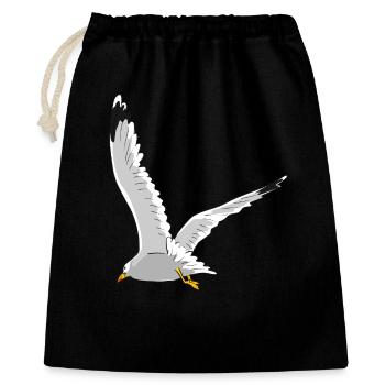 Möwe im Flug - Geschenkbeutel aus Baumwolle (40 x 50 cm) - Schwarz - Vorne