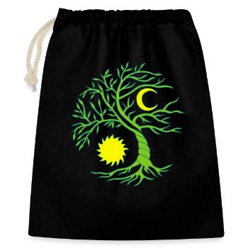 Baum des Lebens Sonne und Mond - Geschenkbeutel aus Baumwolle (40 x 50 cm) - Schwarz - Vorne