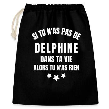 Delphine, prénom Delphine, anniversaire Delphine - Sac cadeau 40 x 50 cm - noir - Devant