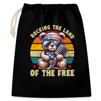 Ours mignon États-Unis Amérique Musique Patriote Rétro - Sac cadeau 40 x 50 cm - noir - Devant