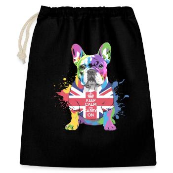 Regenbogen Bulldogge Union Jack - Geschenkbeutel aus Baumwolle (40 x 50 cm) - Schwarz - Vorne