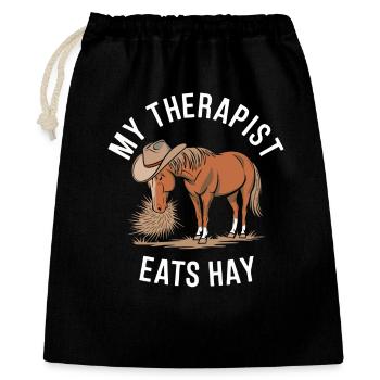 Mon thérapeute mange du foin - Sac cadeau 40 x 50 cm - noir - Devant