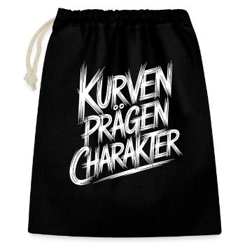 Kurven praegen Charakter - Geschenkbeutel aus Baumwolle (40 x 50 cm) - Schwarz - Vorne