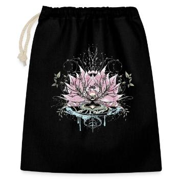 Delicate lotus flower with water elements and graffiti - Gift Bag 40 x 50 cm - black - Front