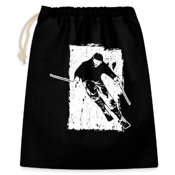 Skifahrer Winter Sport Grunge Design - Geschenkbeutel aus Baumwolle (40 x 50 cm) - Schwarz - Vorne
