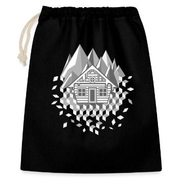 Extraordinaire cabane stylisée et montagnes - Sac cadeau 40 x 50 cm - noir - Devant