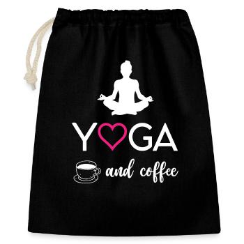Yoga et café - Sac cadeau 40 x 50 cm - noir - Devant
