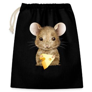 souris mignonne aime un petit morceau de fromage - Sac cadeau 40 x 50 cm - noir - Devant