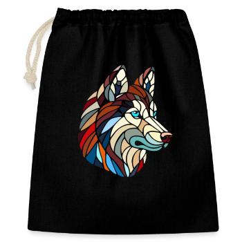 Husky-Hundekopf polygonale geometrische Kunst - Geschenkbeutel aus Baumwolle (40 x 50 cm) - Schwarz - Vorne