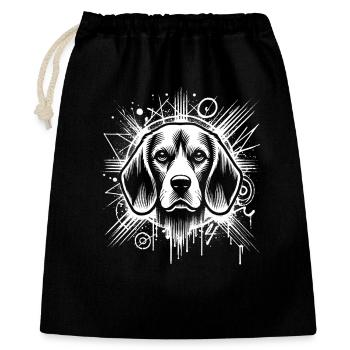 Süßer Beagle im Graffiti Style - Geschenkbeutel aus Baumwolle (40 x 50 cm) - Schwarz - Vorne