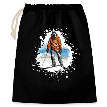 Great Dane Hund Ski Skifahren Sport - Geschenkbeutel aus Baumwolle (40 x 50 cm) - Schwarz - Vorne