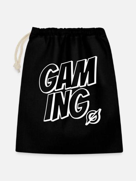 Gaming Schriftzug - Geschenkbeutel aus Baumwolle (40 x 50 cm) - Schwarz