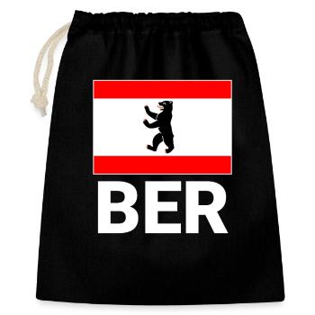Berliner Flagge mit BER Abkürzung - Geschenkbeutel aus Baumwolle (40 x 50 cm) - Schwarz - Vorne