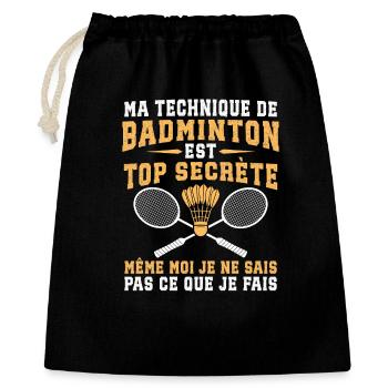 ma technique de badminton - Sac cadeau 40 x 50 cm - noir - Devant
