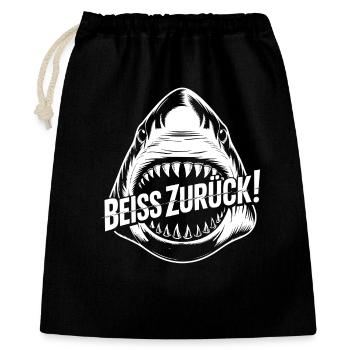 Beiß Zurück Hai Graphic - Geschenkbeutel aus Baumwolle (40 x 50 cm) - Schwarz - Vorne