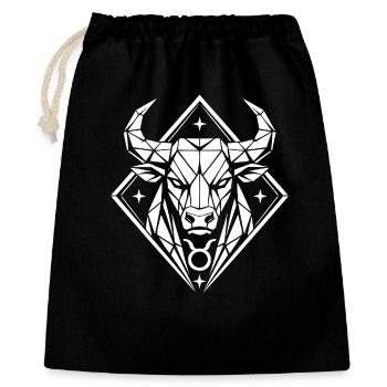 Taureau géométrique - Force pure - Signe du zodiaque Taureau - Sac cadeau 40 x 50 cm - noir - Devant