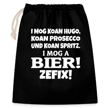 I mog a Bier - Geschenkbeutel aus Baumwolle (40 x 50 cm) - Schwarz - Vorne