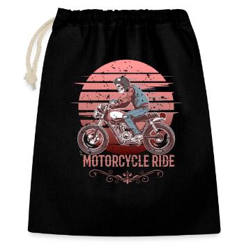 Motorradfahrer - Geschenkbeutel aus Baumwolle (40 x 50 cm) - Schwarz - Vorne