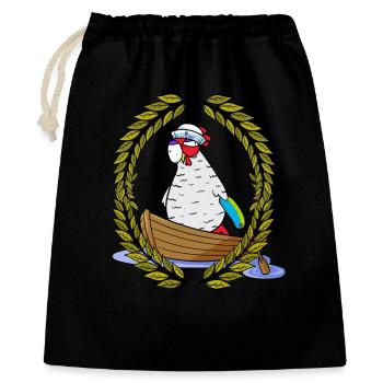 Lorbeerkranz Oma Huhn Moin Seenot Paddelboot Ahoi - Geschenkbeutel aus Baumwolle (40 x 50 cm) - Schwarz - Vorne
