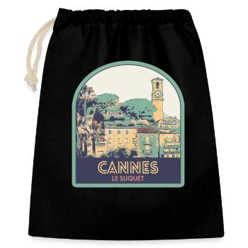 Quartier du Suquet à Cannes en France - Sac cadeau 40 x 50 cm - noir - Devant