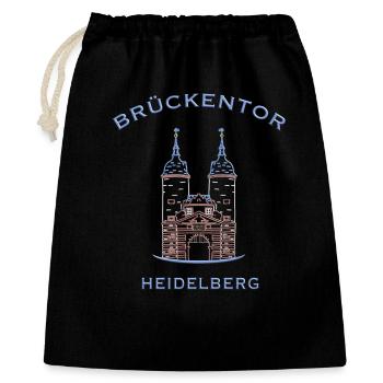 Heidelberg, Wahrzeichen Brückenturm 2 - Geschenkbeutel aus Baumwolle (40 x 50 cm) - Schwarz - Vorne