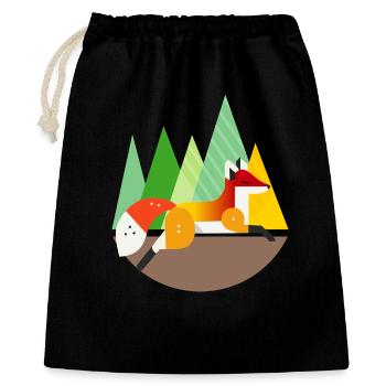 Fuchs Motiv – Ruhe und Natur im geometrischen Stil - Geschenkbeutel aus Baumwolle (40 x 50 cm) - Schwarz - Vorne