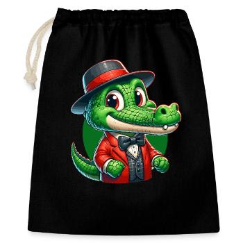 Krokodil Russian auf Russisch Russen Krokodile - Geschenkbeutel aus Baumwolle (40 x 50 cm) - Schwarz - Vorne