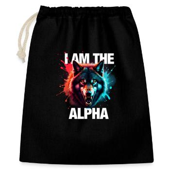 I am the Alpha Wolf - Geschenkbeutel aus Baumwolle (40 x 50 cm) - Schwarz - Vorne