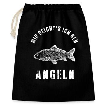 Mir reicht's ich geh ANGELN Outdoor Fishing Lustig - Geschenkbeutel aus Baumwolle (40 x 50 cm) - Schwarz - Vorne