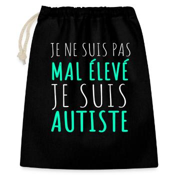 Autiste Cadeau Autisme Inclusion Neurodiversité - Sac cadeau 40 x 50 cm - noir - Devant