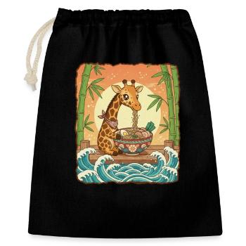 Kawaii Giraffe Ramen Nudeln - Geschenkbeutel aus Baumwolle (40 x 50 cm) - Schwarz - Vorne