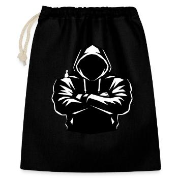 Silhouette à capuche et oiseau - Sac cadeau 40 x 50 cm - noir - Devant
