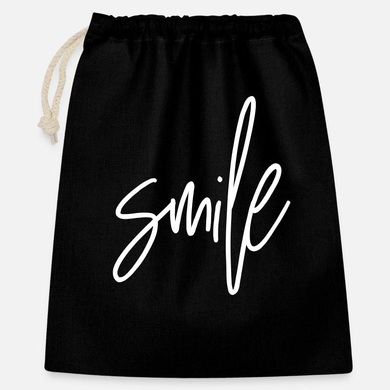 SMILE – Un design de texte positif pour une bonne humeur - Sac cadeau 40 x 50 cm - noir
