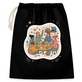 Freunde Treffen Kaffee Musik - Geschenkbeutel aus Baumwolle (40 x 50 cm) - Schwarz - Vorne