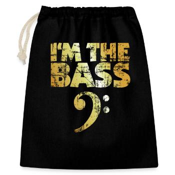 I'm the Bass (Vintage Goldgelb) - Geschenkbeutel aus Baumwolle (40 x 50 cm) - Schwarz - Vorne