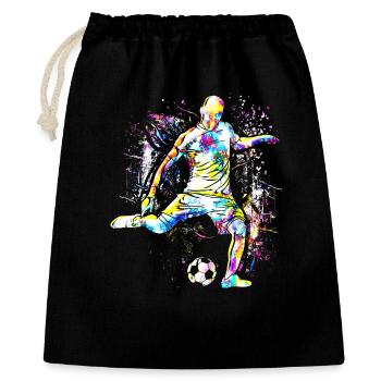 Fussball - Fussballspieler Cristiano - Bunt - Geschenkbeutel aus Baumwolle (40 x 50 cm) - Schwarz - Vorne