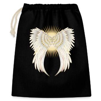 ailes d'ange en or blanc avec étoile brillante - Sac cadeau 40 x 50 cm - noir - Devant