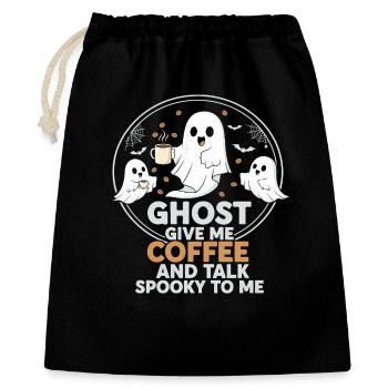 Motif fantôme effrayant avec café et discussion - Sac cadeau 40 x 50 cm - noir - Devant