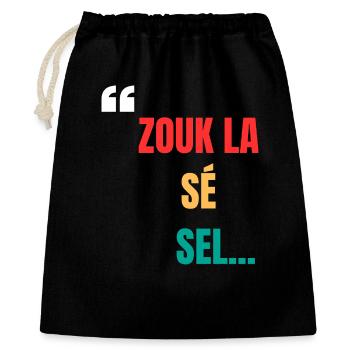 Zouk T-Shirt "Zouk la sé sel médikaman nou ni" - Geschenkbeutel aus Baumwolle (40 x 50 cm) - Schwarz - Vorne