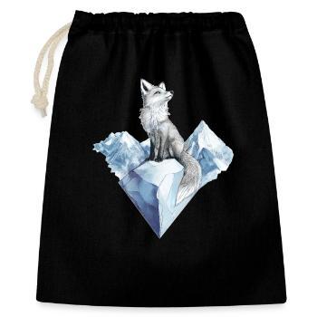 Polarfuchs Fuchs Wintermotiv - Geschenkbeutel aus Baumwolle (40 x 50 cm) - Schwarz - Vorne