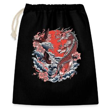Koi, Waves and Cherry Blossom - Gift Bag 40 x 50 cm - black - Front