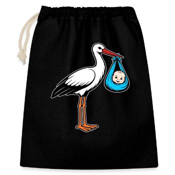 Stork with baby in cloth blue - Gift Bag 40 x 50 cm - black - Front