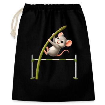 Funny Mouse Asparagus High Jump Cartoon - Gift Bag 40 x 50 cm - black - Front