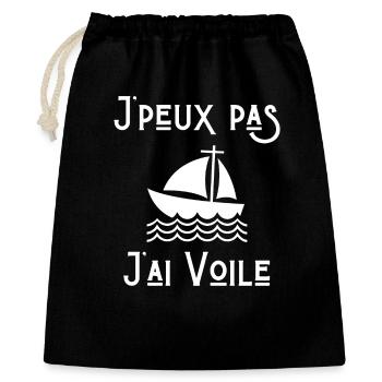 bateau, voilier, fan de voile - Sac cadeau 40 x 50 cm - noir - Devant
