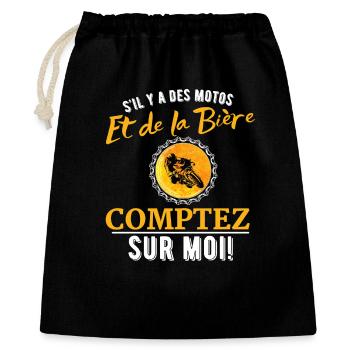 Motos et bière: Comptez sur moi - Sac cadeau 40 x 50 cm - noir - Devant