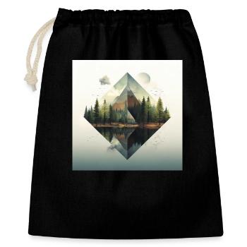 Waldpyramide und Spiegelungen - Geschenkbeutel aus Baumwolle (40 x 50 cm) - Schwarz - Vorne