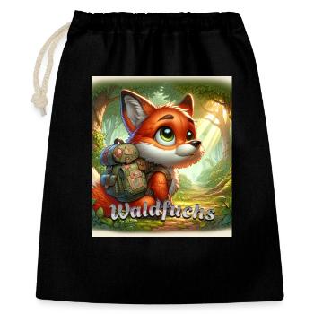 Waldfuchs - Geschenkbeutel aus Baumwolle (40 x 50 cm) - Schwarz - Vorne