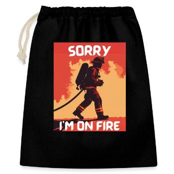 Feuerwehrmann in Brand - Geschenkbeutel aus Baumwolle (40 x 50 cm) - Schwarz - Vorne