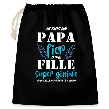 Papa fier d'une fille super géniale - Sac cadeau 40 x 50 cm - noir - Devant