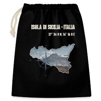 Isola di Sicilia Design Compass and Etna - Gift Bag 40 x 50 cm - black - Front